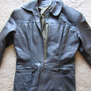 Fitted Black Kid Leather Jacket Sz L